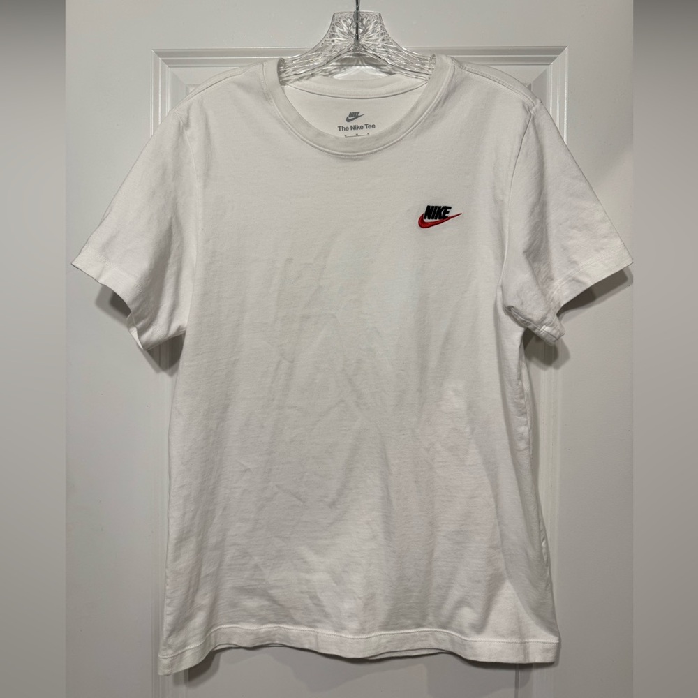 Nike Men's White Tee with Red Logo